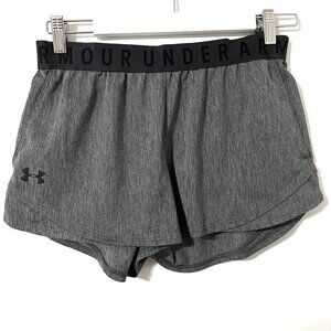 UNDER ARMOUR Women's Heather Gray Running Play Up 3.0 Twist 3" Shorts Size M